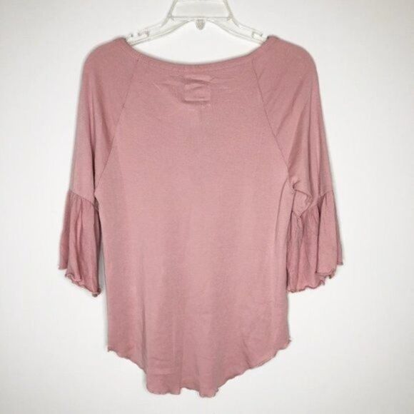 CHASER Baby Rib Scoop Neck Peplum Sleeve Tee  - Picture 5 of 8